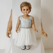 AMERICAN PRINCESS FLORAL CORKSCREW-TULLE DRESS WITH BOW TODDLER GIRLS 3T MINT