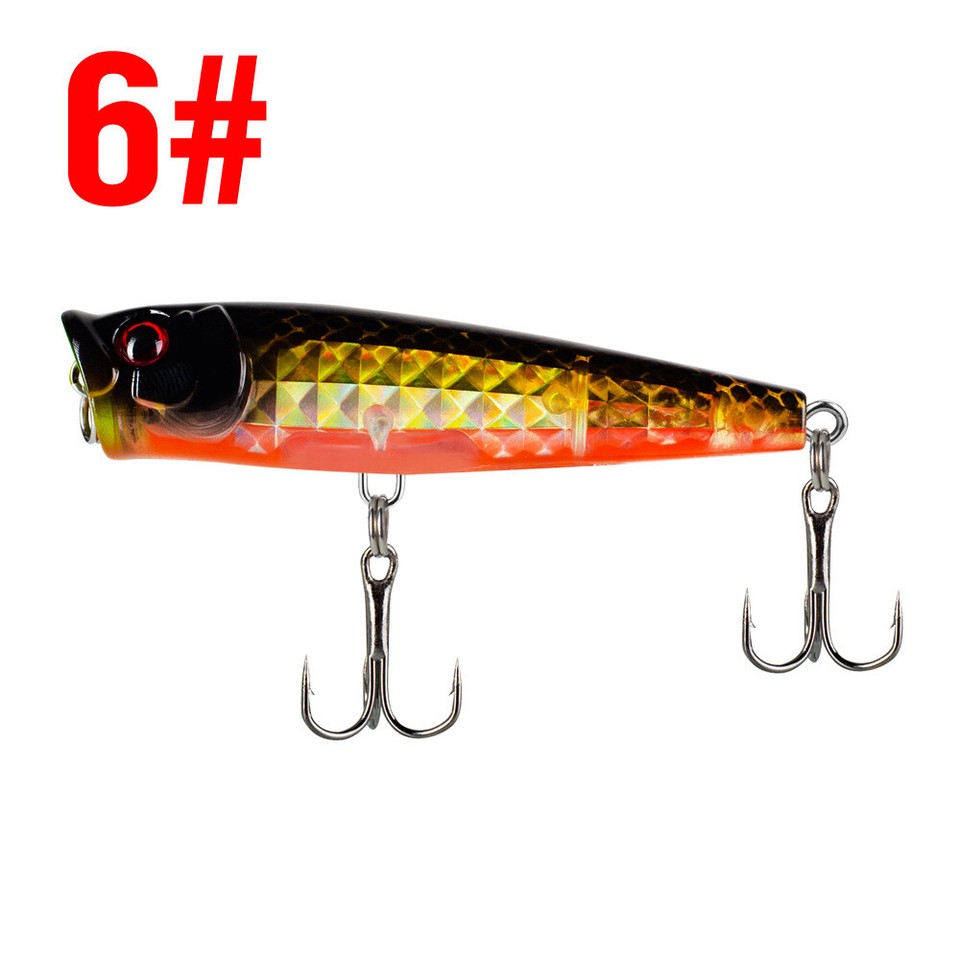 Lot De 6 Leurres Vintage Rebel Pop’R Poppers – Topwater Pour Pêche à L'achigan, état Impeccable