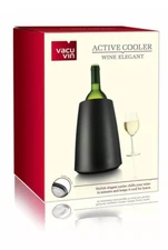 Vacu Vin Elegant Wine Cooler Chiller Server with ice pack-Black-Chills In 5 Min.