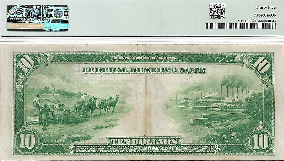 FRN 1914 $10 Cleveland District FR 919A PMG Choice VF35 Very Fine - Image 3 of 3