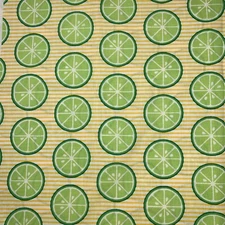 Waverly Inspirations Retro Lime Slices on Yellow Stripe Fabric 1 yard Citrus
