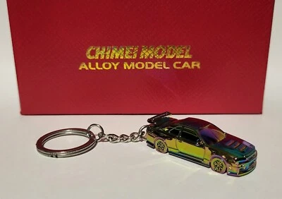 Nissan Skyline GT-R R34 Key Chain key ring neo chrome Xmas gift "UK SELLER"