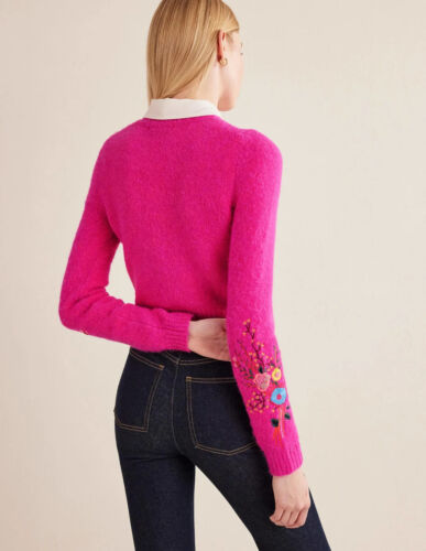 Boden Fluffy Rib Embroidered Sweater Medium Pink rrp £110 - Picture 2 of 18