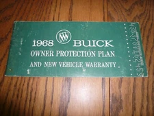 1968 Buick Owner Protection Plan & New Vehicle Warranty - Vintage - Glove Box
