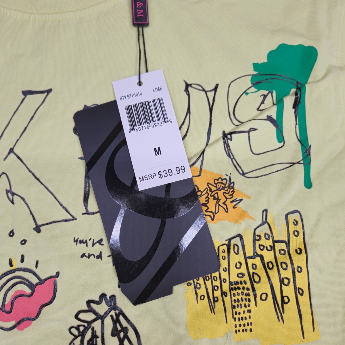 キング様 Bleecker & Mercer Shirt Mens Medium Yellow Hustle King Money Hip