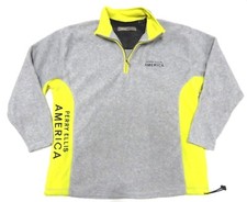 PERRY ELLIS ACTIVE AMERICA Grey  Yellow 1/4 Zip Up Fleece Jacket Adult Sz Large