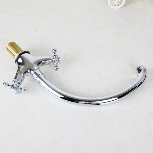 360°Swivel Kitchen Sink Faucet Chrome Dual Handles Single Hole Mixer Basin Taps - Picture 6 of 12