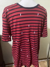 Zara Men's Short Sleeve Red And blue Striped Shirt Size Large