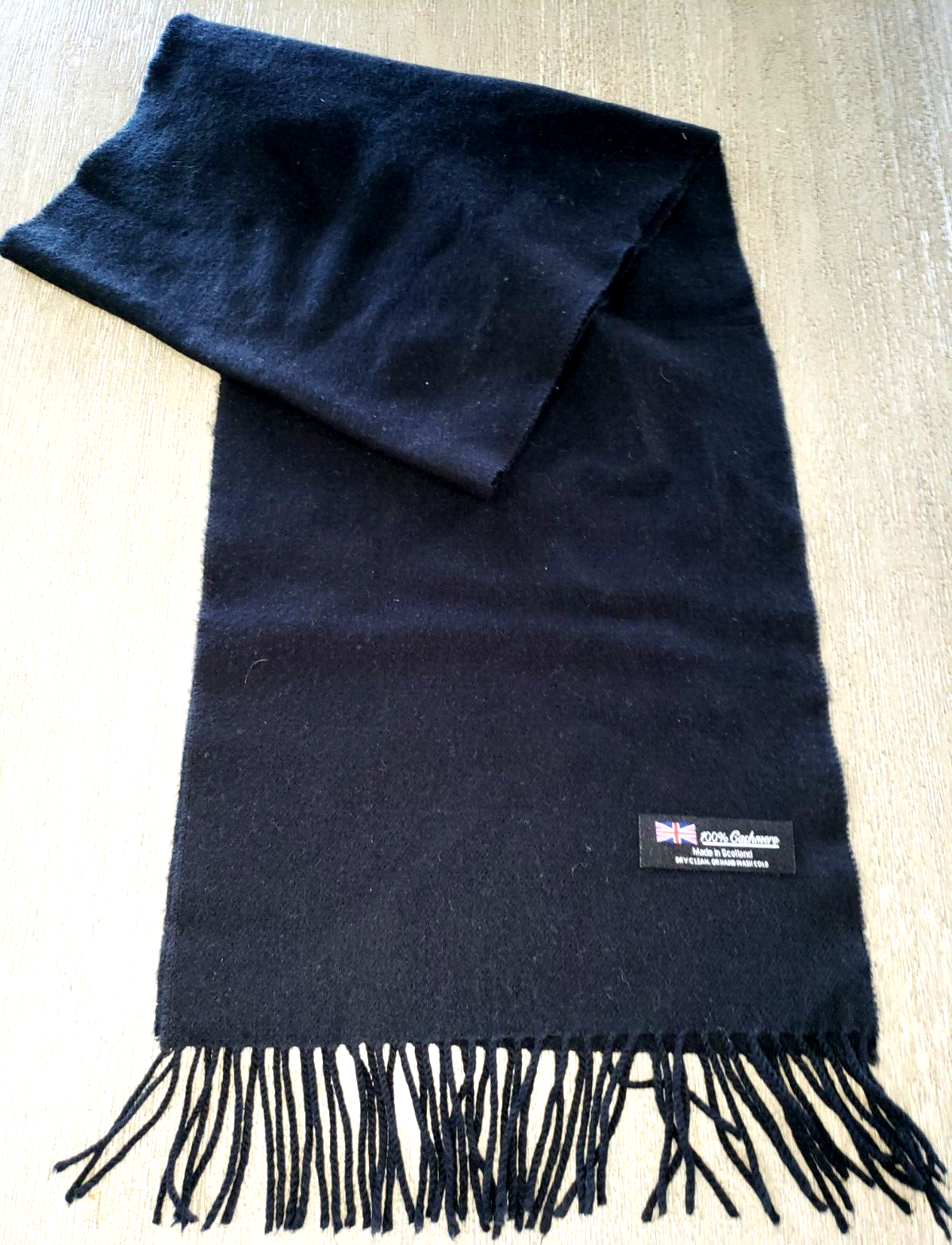 Luxury Solid Black 100% Cashmere Scarf with Fringe Trim 64x12 Inch Ultra Soft for Men and Women
