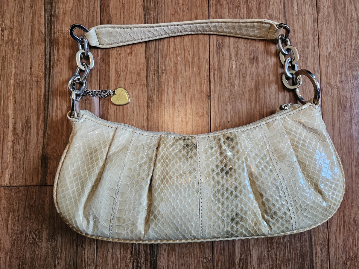 TOSCA BLU Leather Purse Leather Beige Snakeskin Print Baguette