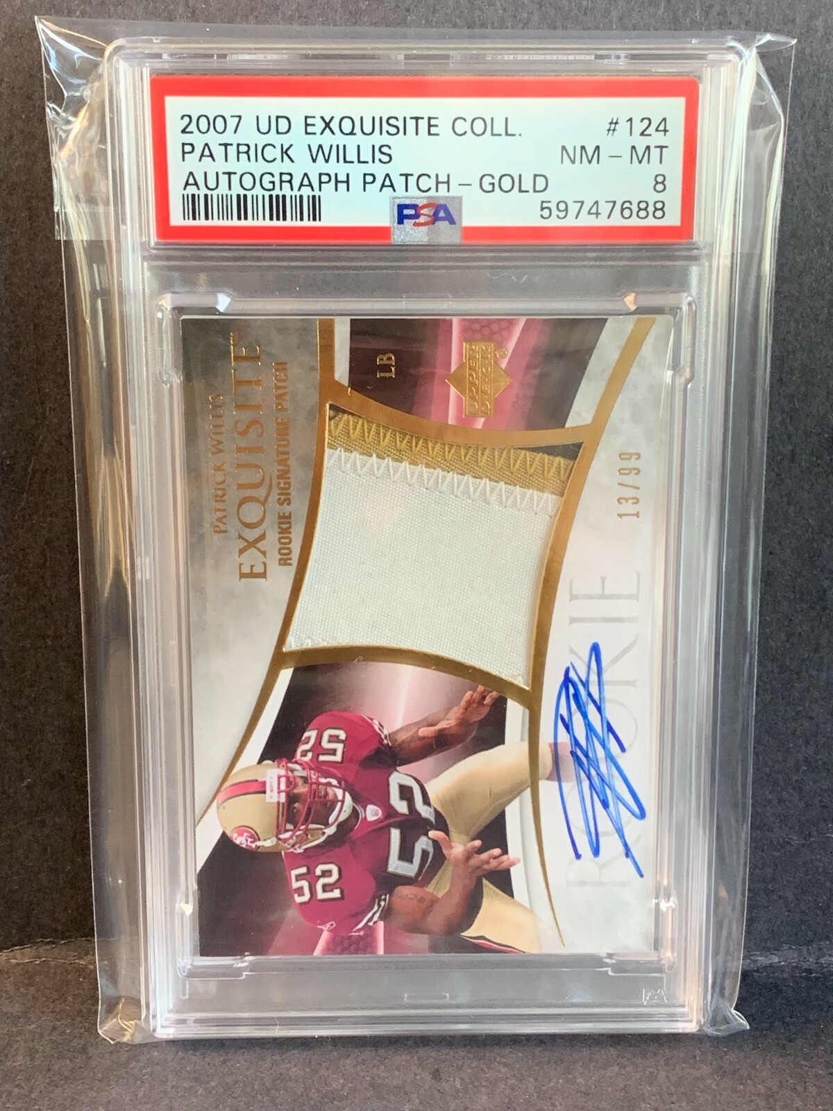 Patrick Willis UD Exquisite Collection #124 Autograph Patch-Gold