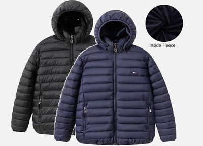Herren Mantel mit Kapuze EX STORE Winter Fleece GEFÜTTERT Jacken Puffer Wattiert Luftpolster Parka