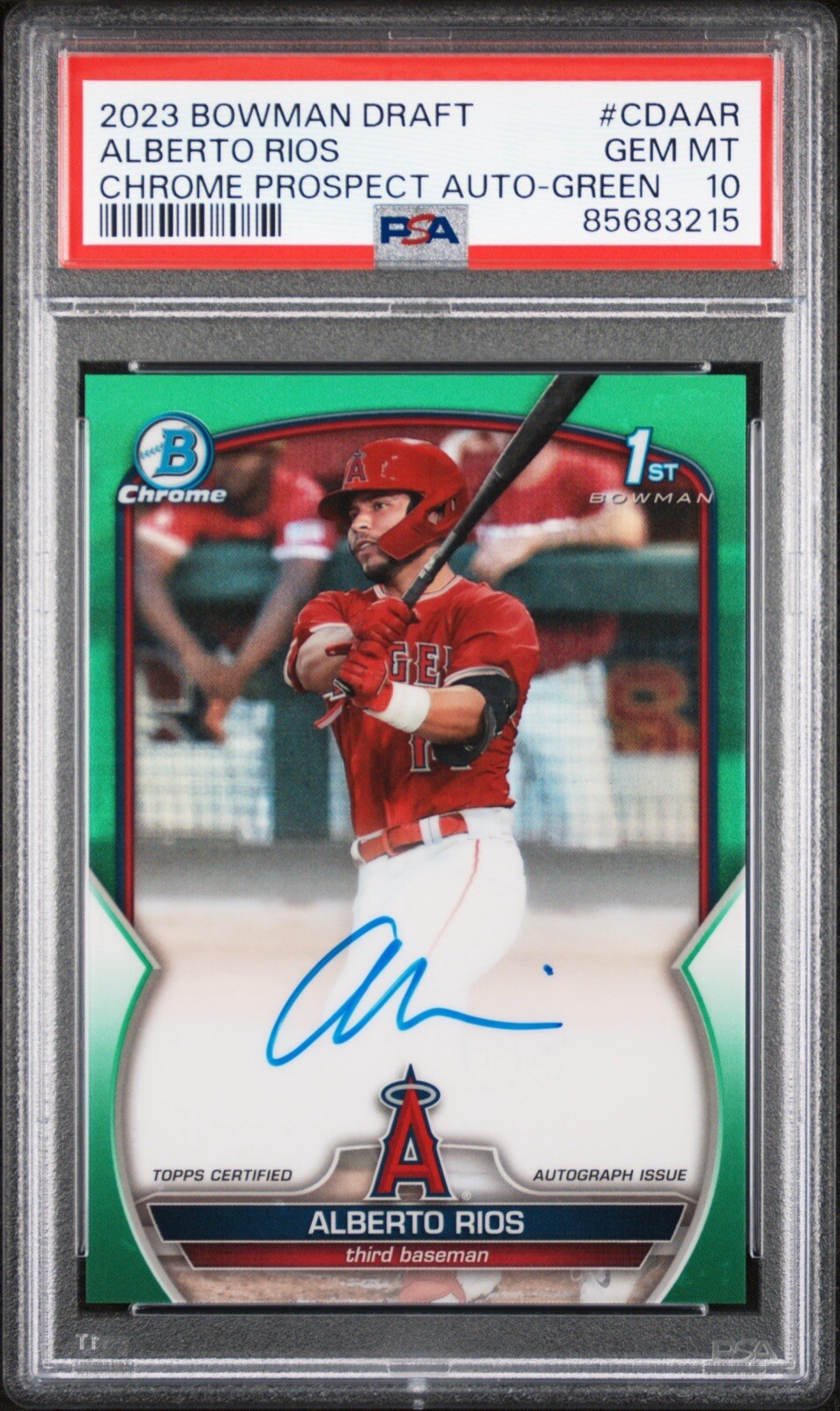 Alberto Rios 2023 Bowman Draft Chrome 1st Green Refractor Auto 79/99 PSA Gem 10!