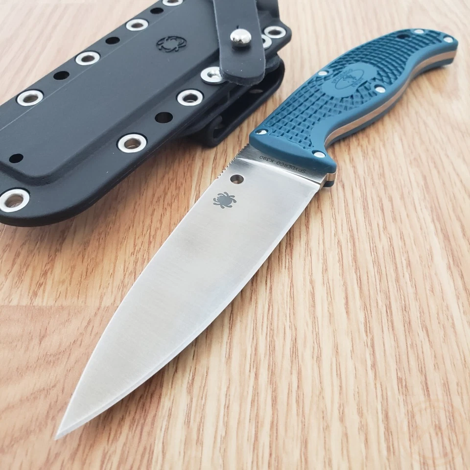 Spyderco Enuff 2 Fixed Knife 4" Full Tang K390 Tool Steel Blade Blue FRN Handle - Image 2 of 4