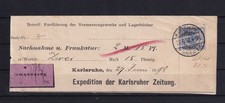 AW265) Aus Aufl&ouml;sung Spezialsammlung Deutsches Reich Beleg mit Stempel KARLSRUHE
