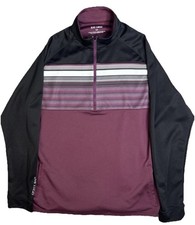 Black Clover Men’s Performance 1/4 Zip Long Sleeve Sweatshirt Maroon Striped L