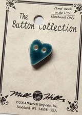 DIY Mill Hill Ceramic Button - Small Country Green Folk Heart