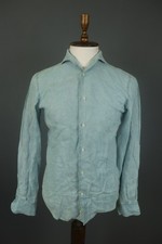 Camicia BOGGI MILANO verde 100% lino sartoriale vestibilità manica lunga con bottoni taglia S
