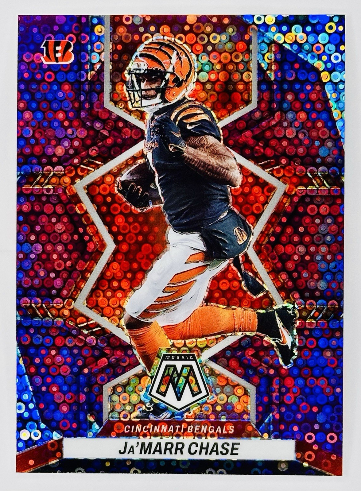 2022 Panini Mosaic JA'MARR CHASE Purple No Huddle /50 Disco Prizm #41 BENGALS 🔥