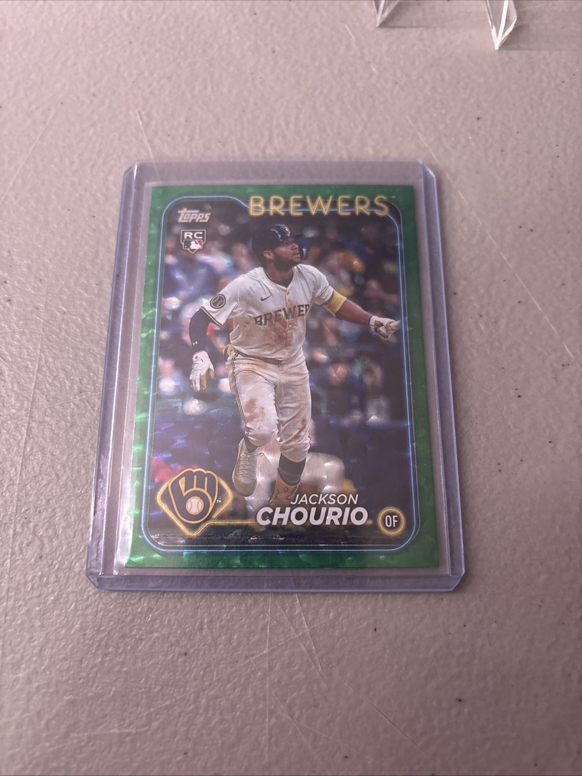 2024 Topps Update Green Crackle Foil RC #US240 Jackson Chourio Brewers / 499