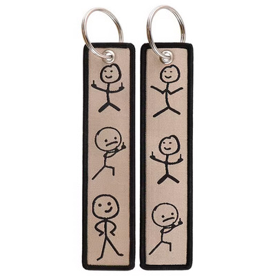 Jerky Stick Figure Guy  5''x1'' Embroidered Keychain/Jet Tag
