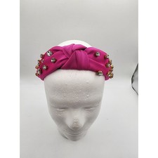 Pink Rhinestone Knotted Headband Crystal Embellished Satin Hair Accessory OS