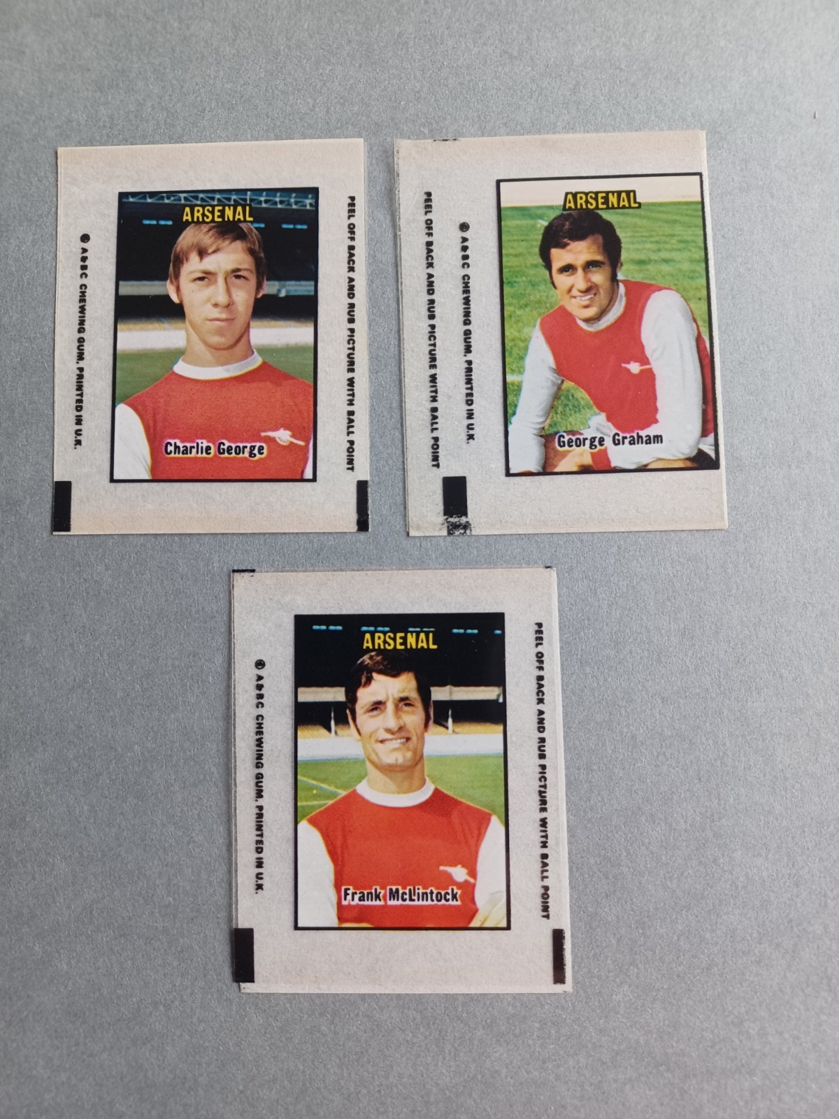 3 Arsenal A&Amp;Bc 1970 / 71 Transparencies Action Transfers Mclintock Graham George