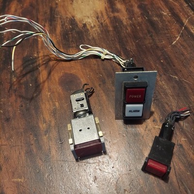 Lot of 3 Vintage Illuminated Push Button Switches Power Alarm Industrial Control