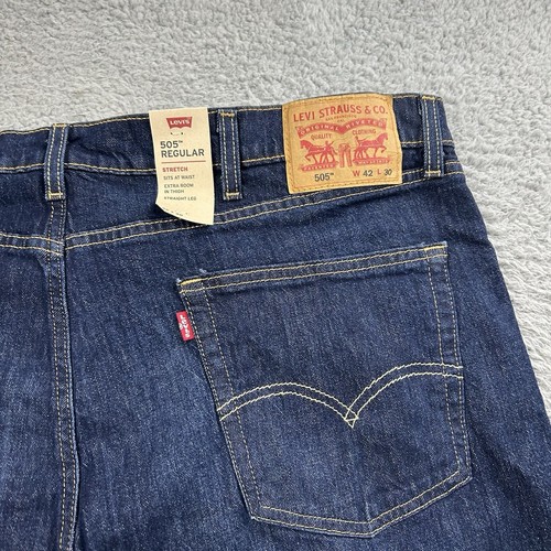 Levi’s 505 Regular Straight Leg Blau Jeans Herren Größe 42x30 Stretch - Bild 4 von 6