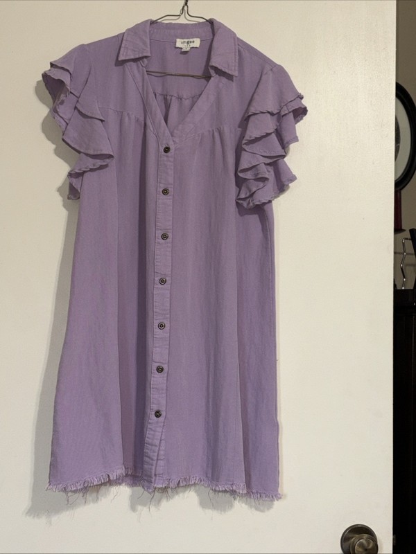 UMGEER Lavender Girls Dress With Ruffle Sleeves ~ Small