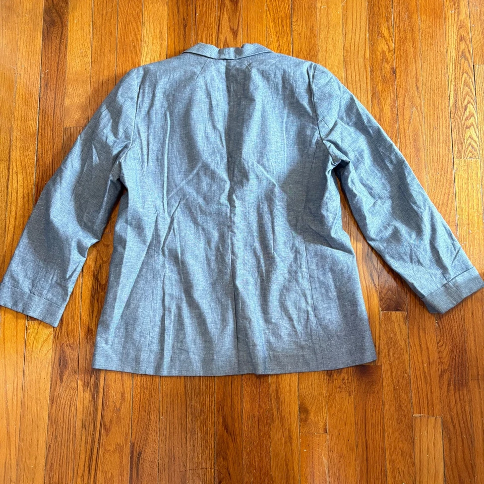 J. Blazer Crew para mujer talla 14 sin estructura azul aguas profundas mezcla de lino cambray Foto 4 de 4