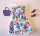 BARBIE FASHION CLOTHES ~ PASTEL FLORAL COTTON PRINT OUTFIT w/ACCESSORIES SET