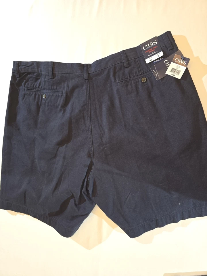 NWT Chaps Washed Twill Chino Shorts Men's Big & Tall 46B Navy Blue Style #20 - Image 2 of 4