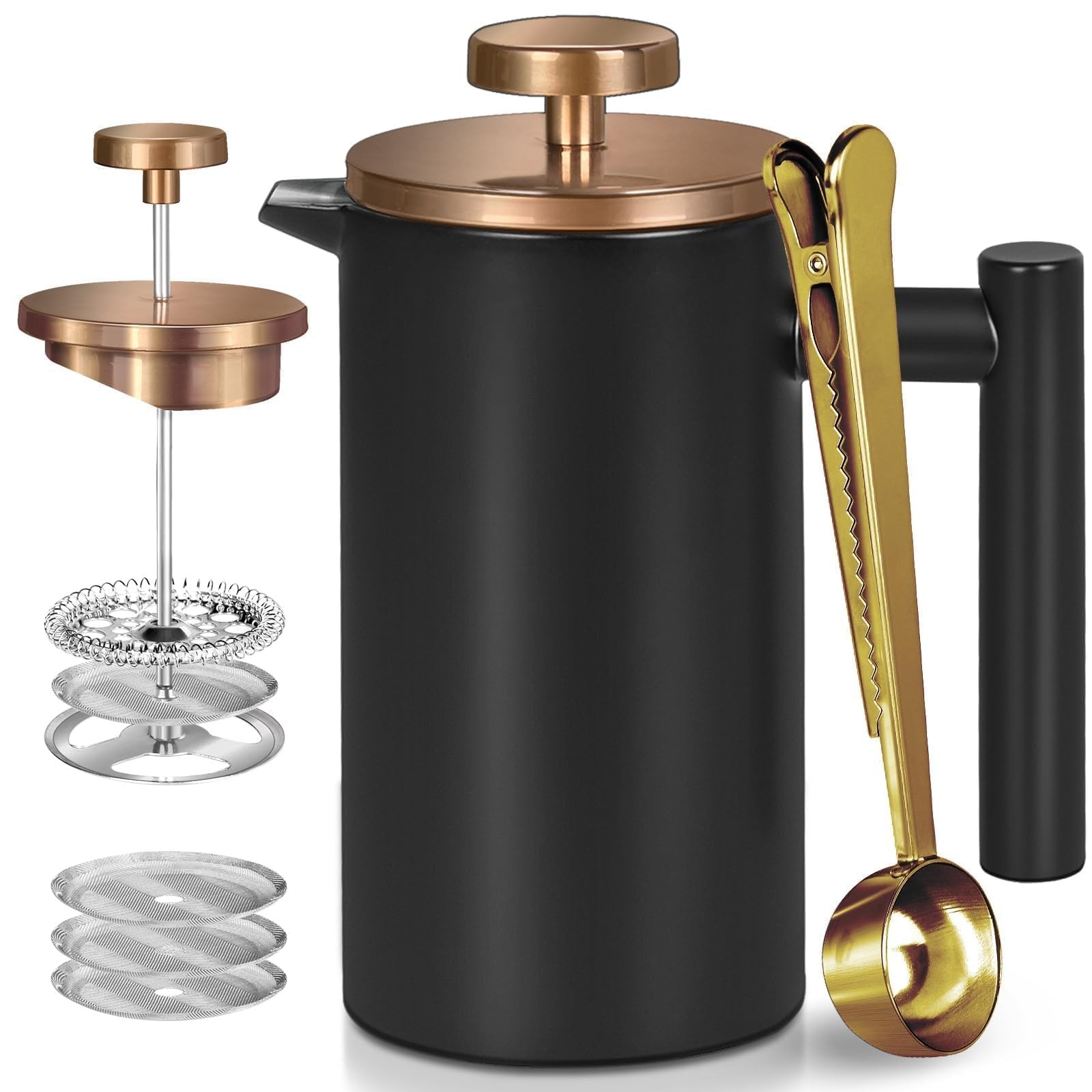Coffee Maker 12oz, Single Cup French Press With Rose ...
