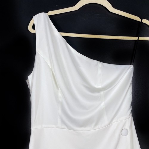 NBD Tere Mini Dress White One Shoulder Button Accent Minimalist Cocktail Sz S - Picture 4 of 9