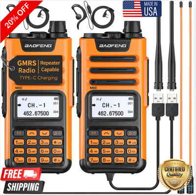 Long Range Walkie Talkie 2 Pack 100 Mile Two Way Radio Rechargeable USA