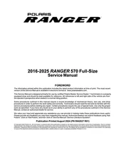 Polaris Ranger 570 Full Size 2016-2025 Service Manual with Maintenance Guide