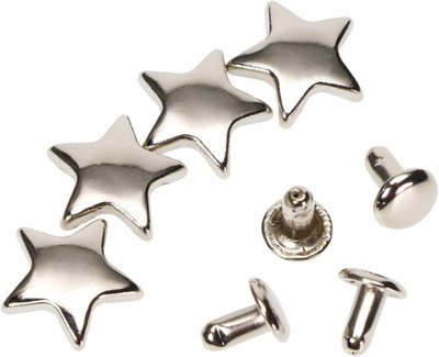 50 PCS 12MM Star Rivets   Silver Leather Studs & Spikes For DIY Clothing Crafts