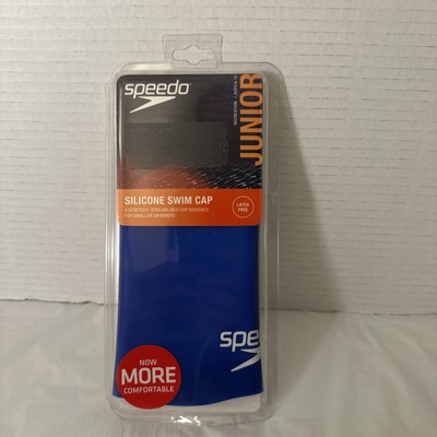 Speedo Silicone Swim Cap Junior Ages 6 - 14 One Size  BLUE