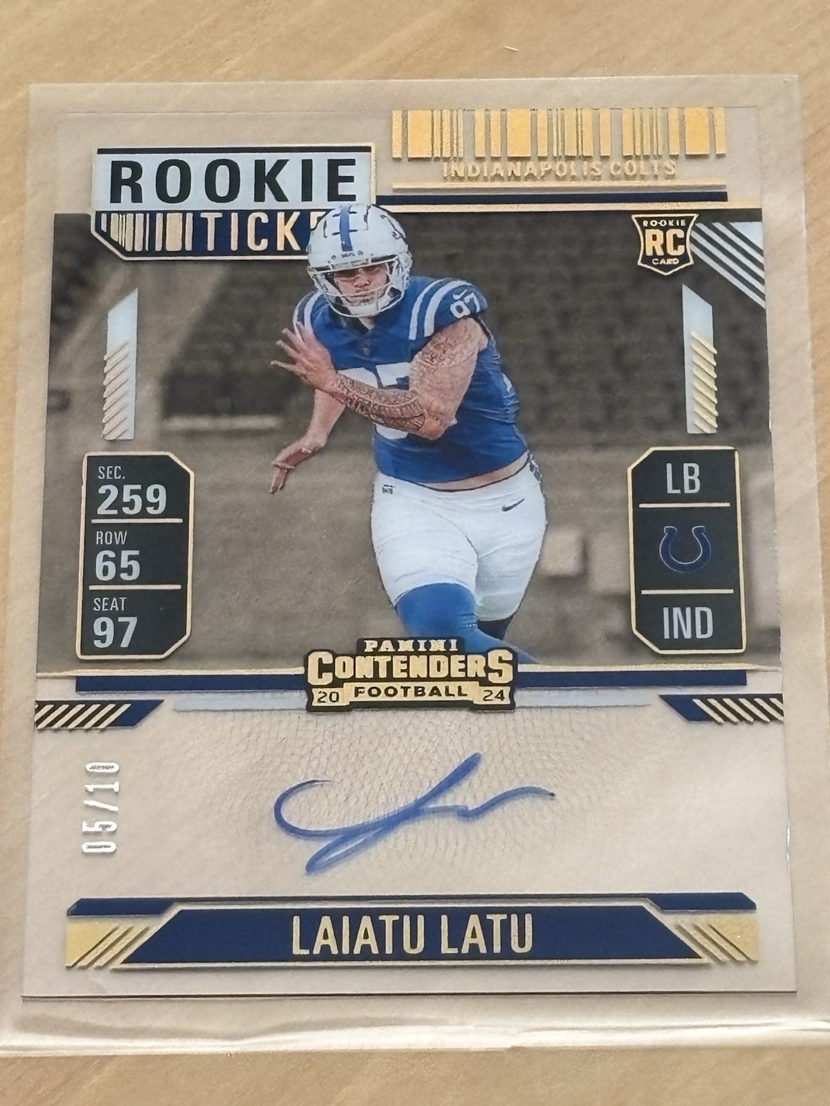2024 Contenders - Rookie Ticket RPS Laiatu Latu #129 Clear /10 (AU, RC)