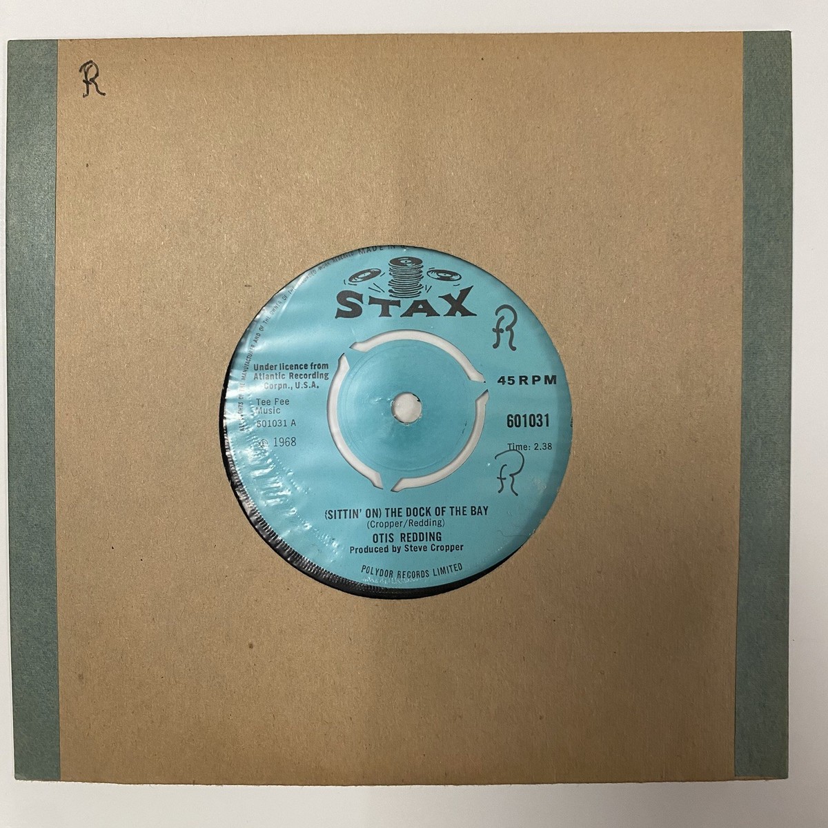 英7” Otis Redding (Sittin On) The Dock Of The Bay 601031 Stax /00080 OTIS REDDING - SITTIN' ON THE DOCK OF THE BAY 7” STAX VINYL - 1968