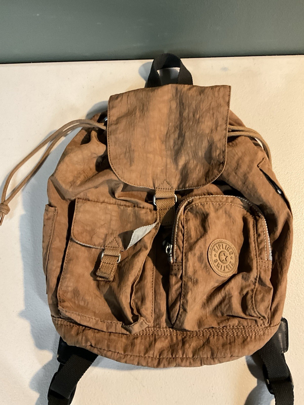 Kipling Lovebug Mini Backpack Brown Black Drawstr… - image 1