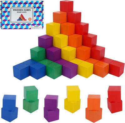 Offelec 108 Pack 1 Inch Wooden Blocks, 6 Colors STEM Math Sorting Toys, Wood Bui