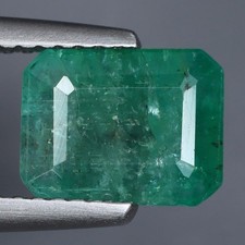 2.35Cts Natural Green Emerald Octagon Cut Zambian Loose Gemstone