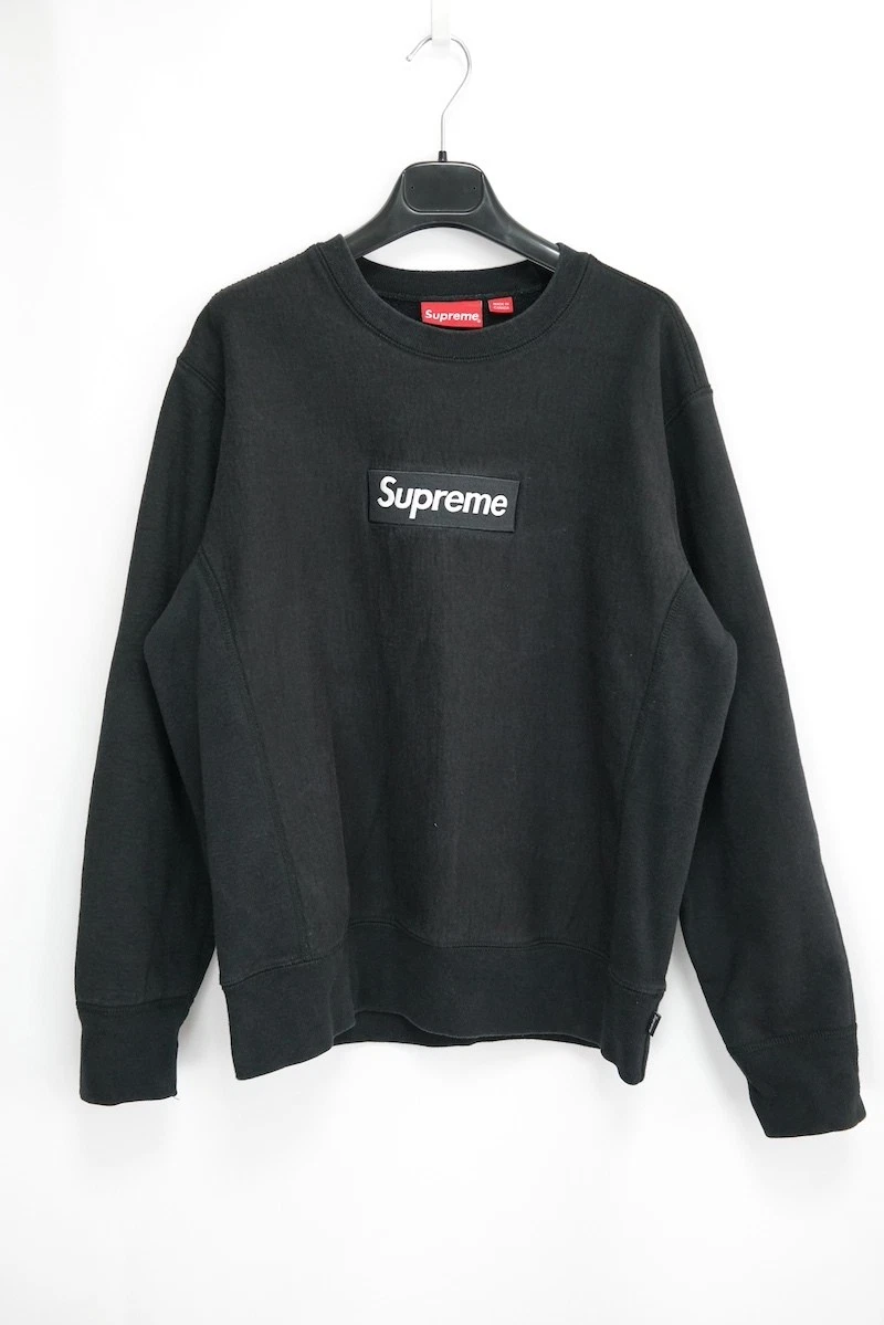SWEATSHIRT COL ROND NOIR LOGO BOÎTE SUPRÊME TAILLE S