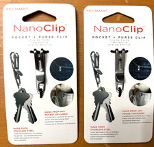 KeySmart Nano Clip Stainless Steel Silver Pocket/Purse Clip Keychain LOT OF 2