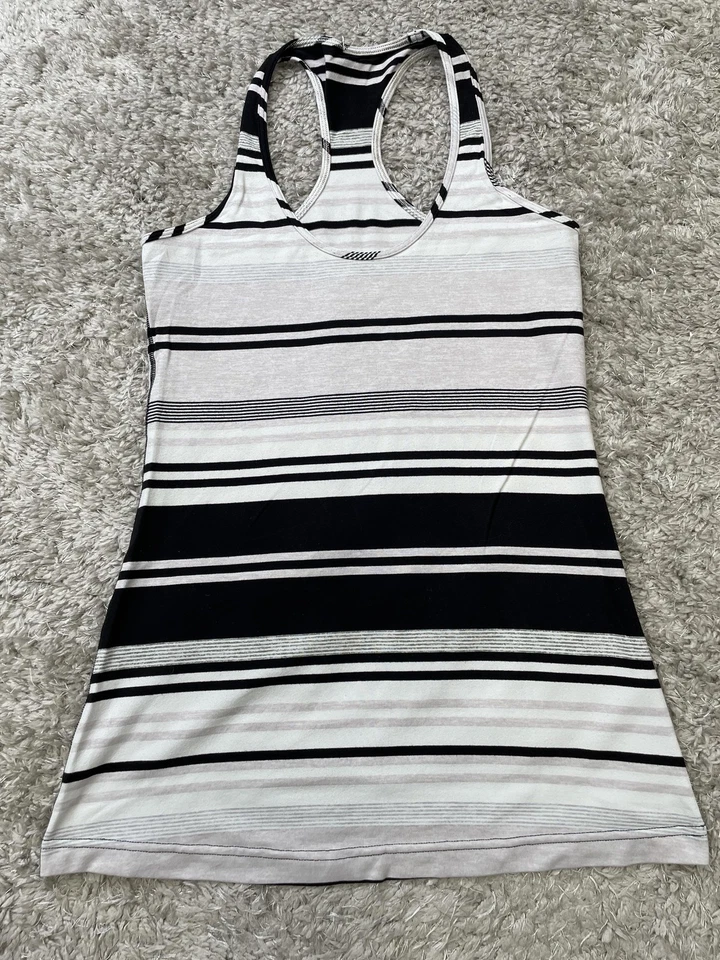 Camiseta sin mangas a rayas espalda deportiva para mujer mediana negra blanca gris yoga correr Foto 2 de 4