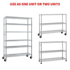 Heavy-Duty 6-Tier Metal Storage Shelf Rolling Unit for Versatile Organization