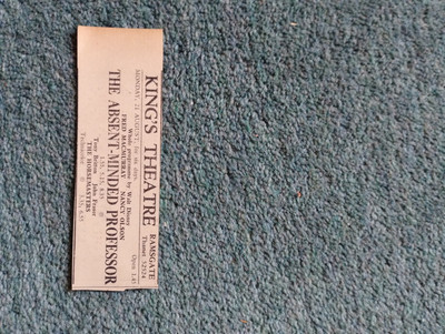 Sk144 Ephemera 1961 Werbung Ramsgate Kings Theatre The Absent Minded Professor 