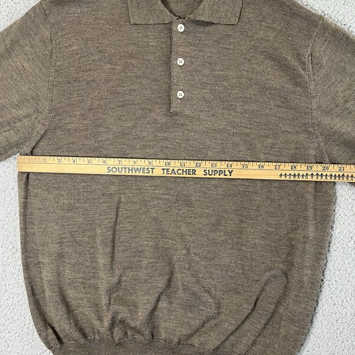 100% Wolle Polo Pullover Herren Braun Langarm Made In Italy Forum Knopf - Bild 4 von 6